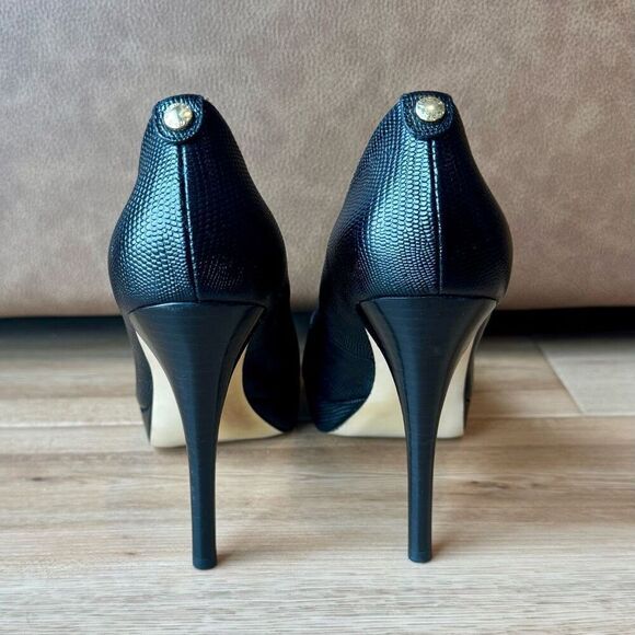 MICHAEL Kors Black Platform Pumps Size 8 Heels Peep Toe - Picture 6 of 6